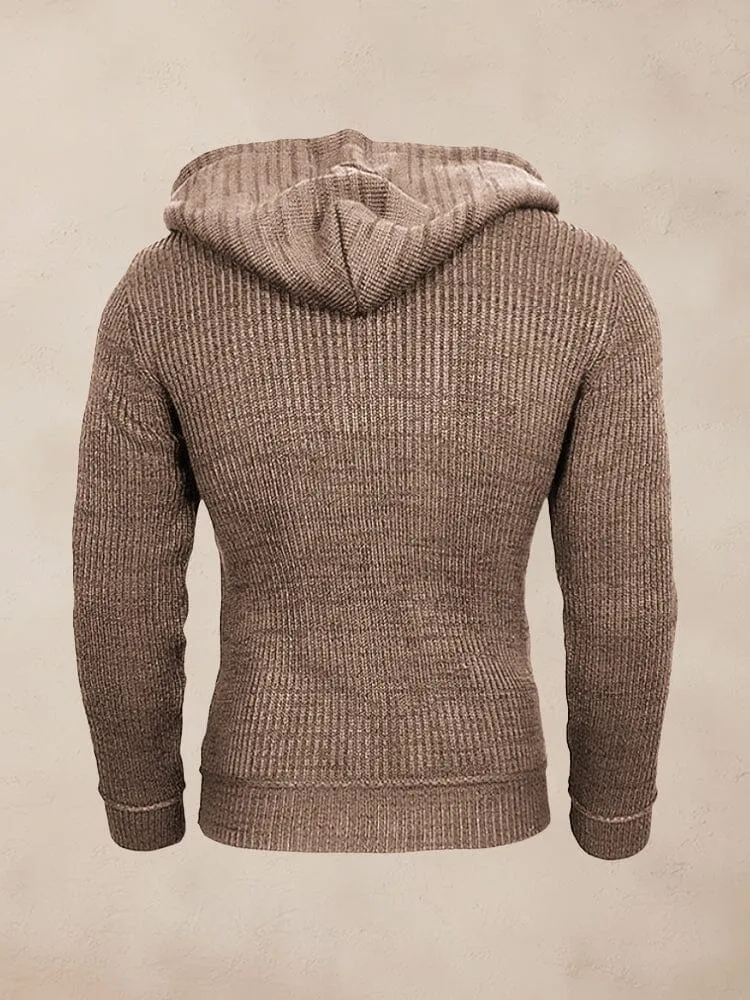Stylish Splicing Knit Pullover Hoodie