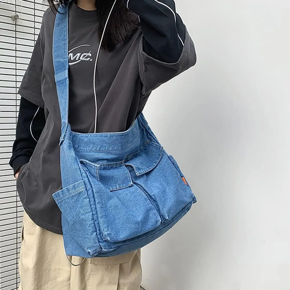 Sumleno Bohemian Hipster Hobo Boho Hippie Crossbody Bag Purse Canvas Sling Bag Aesthetic Tote Large Handbags Fairy Grunge Bag