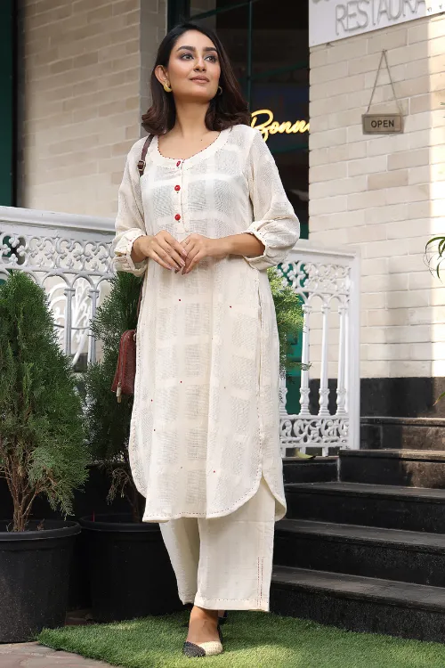 Tara Rose Kora Handwoven & Hand Embroidered Tunic Set