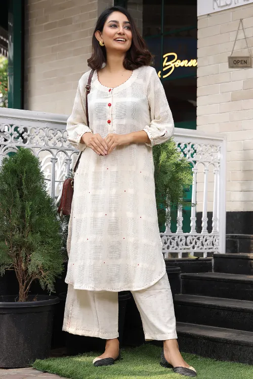 Tara Rose Kora Handwoven & Hand Embroidered Tunic Set