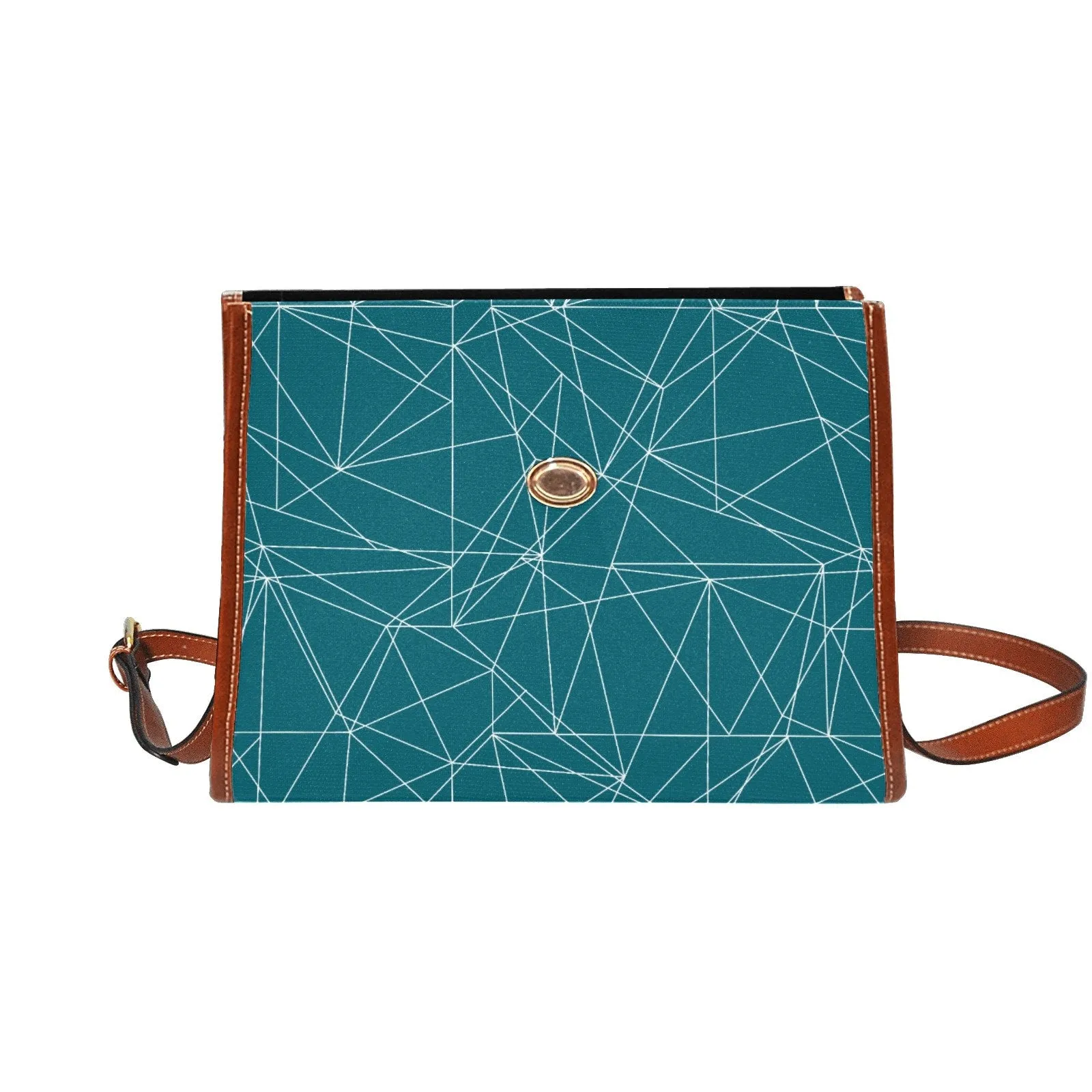 Teal Handbag, Geometric Print Bag, Teal Retro Handbag, Vintage Purse Style, Teal Crossbody bag, Mid Century Modern Bag, Teal Purse