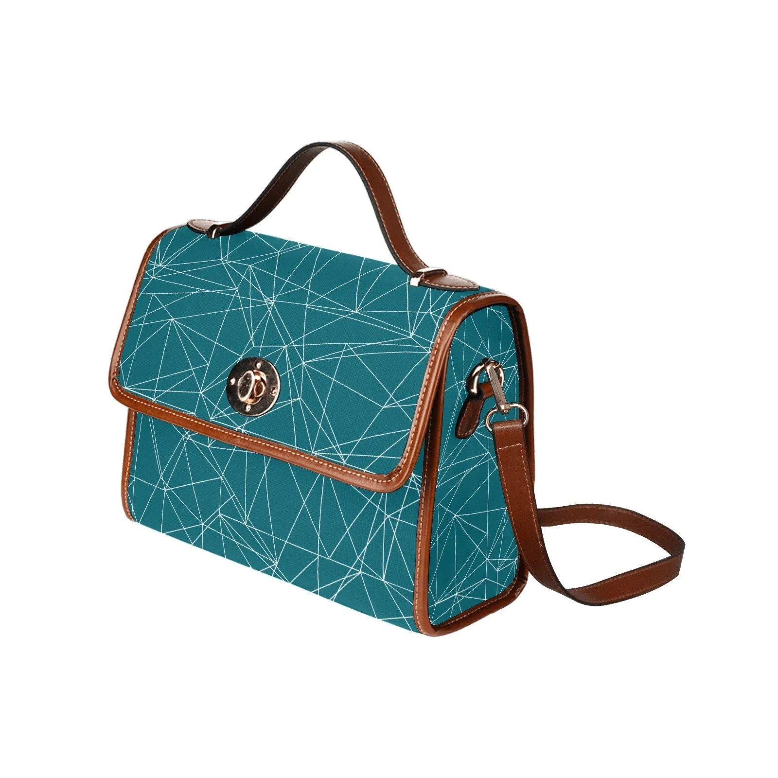 Teal Handbag, Geometric Print Bag, Teal Retro Handbag, Vintage Purse Style, Teal Crossbody bag, Mid Century Modern Bag, Teal Purse