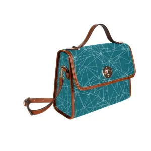 Teal Handbag, Geometric Print Bag, Teal Retro Handbag, Vintage Purse Style, Teal Crossbody bag, Mid Century Modern Bag, Teal Purse