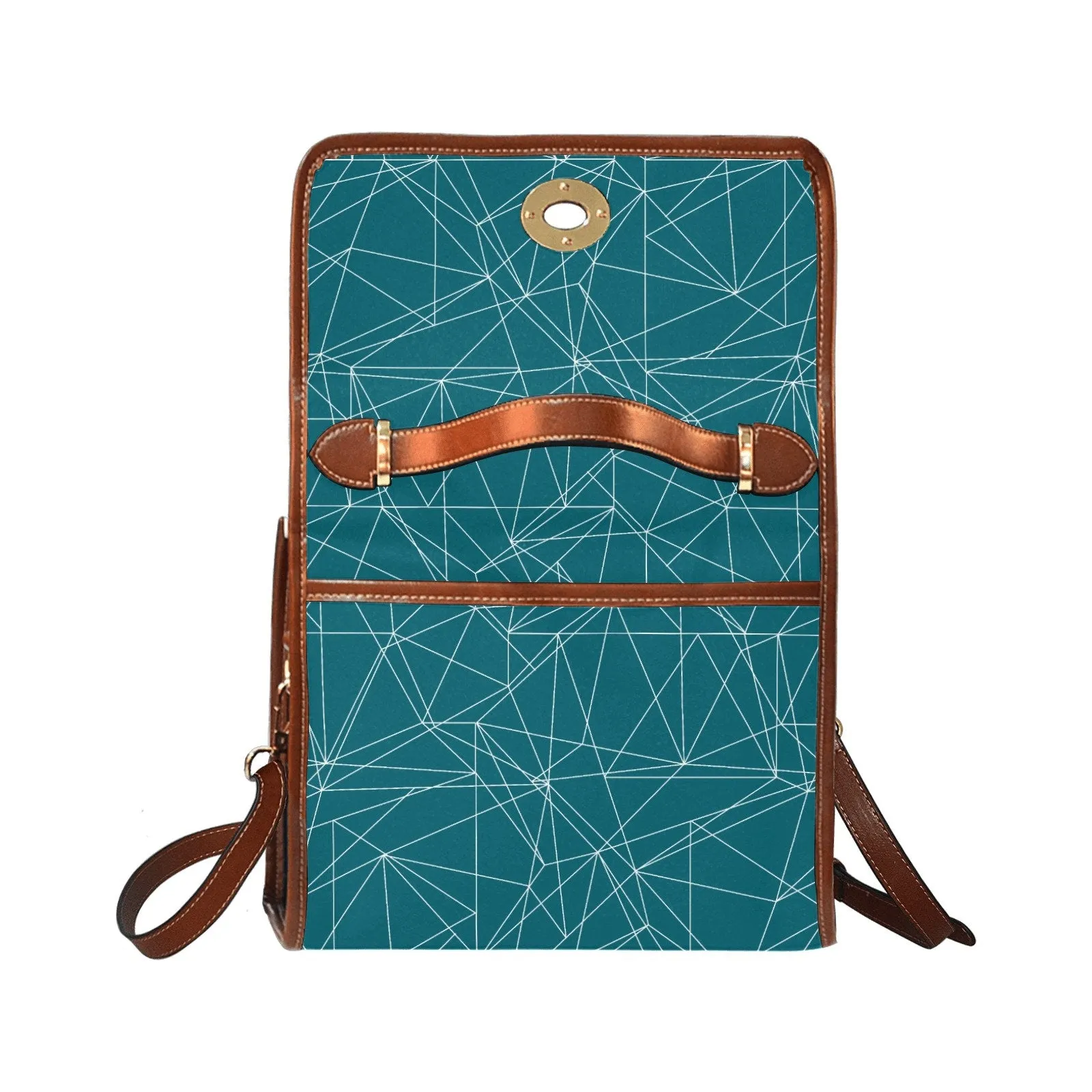Teal Handbag, Geometric Print Bag, Teal Retro Handbag, Vintage Purse Style, Teal Crossbody bag, Mid Century Modern Bag, Teal Purse