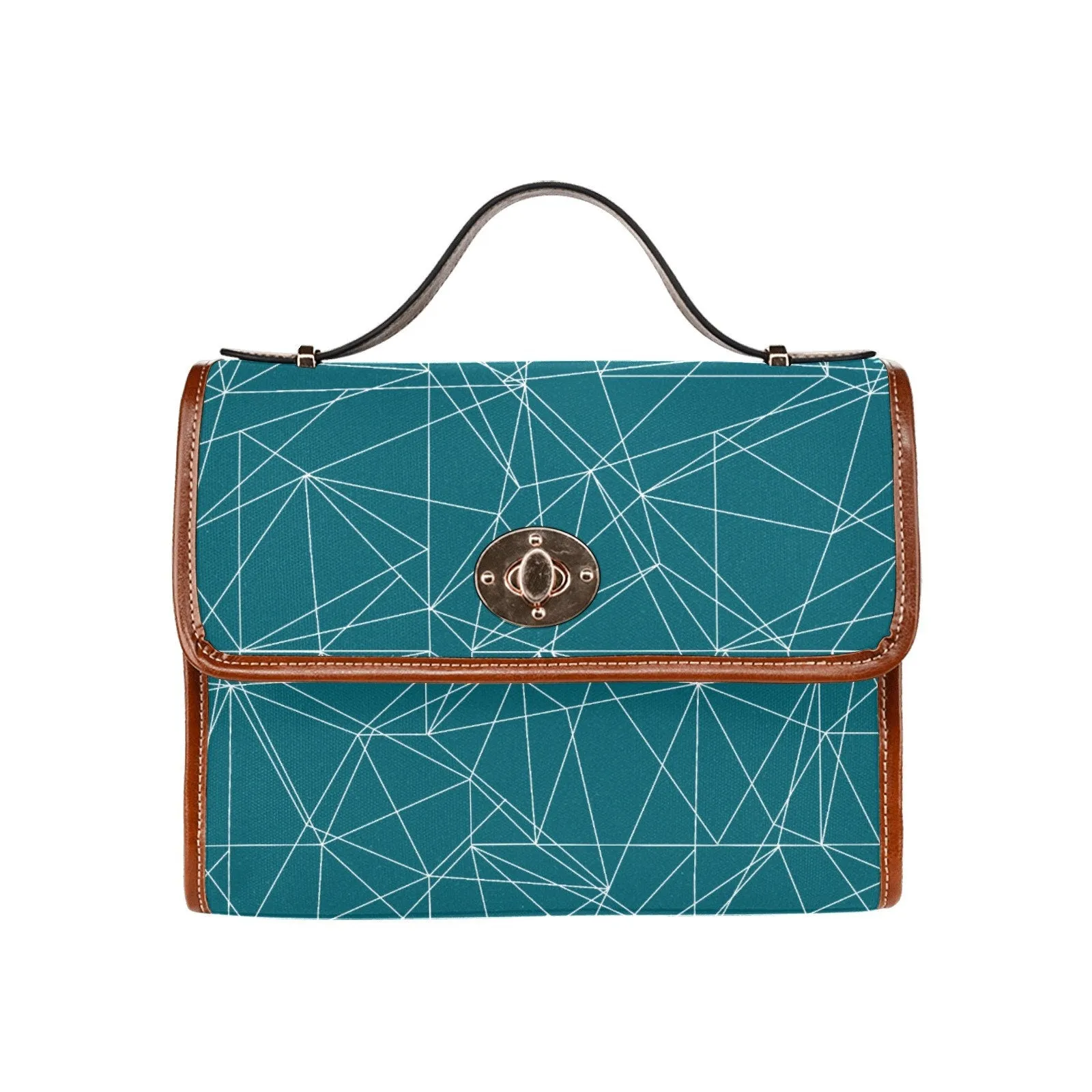 Teal Handbag, Geometric Print Bag, Teal Retro Handbag, Vintage Purse Style, Teal Crossbody bag, Mid Century Modern Bag, Teal Purse