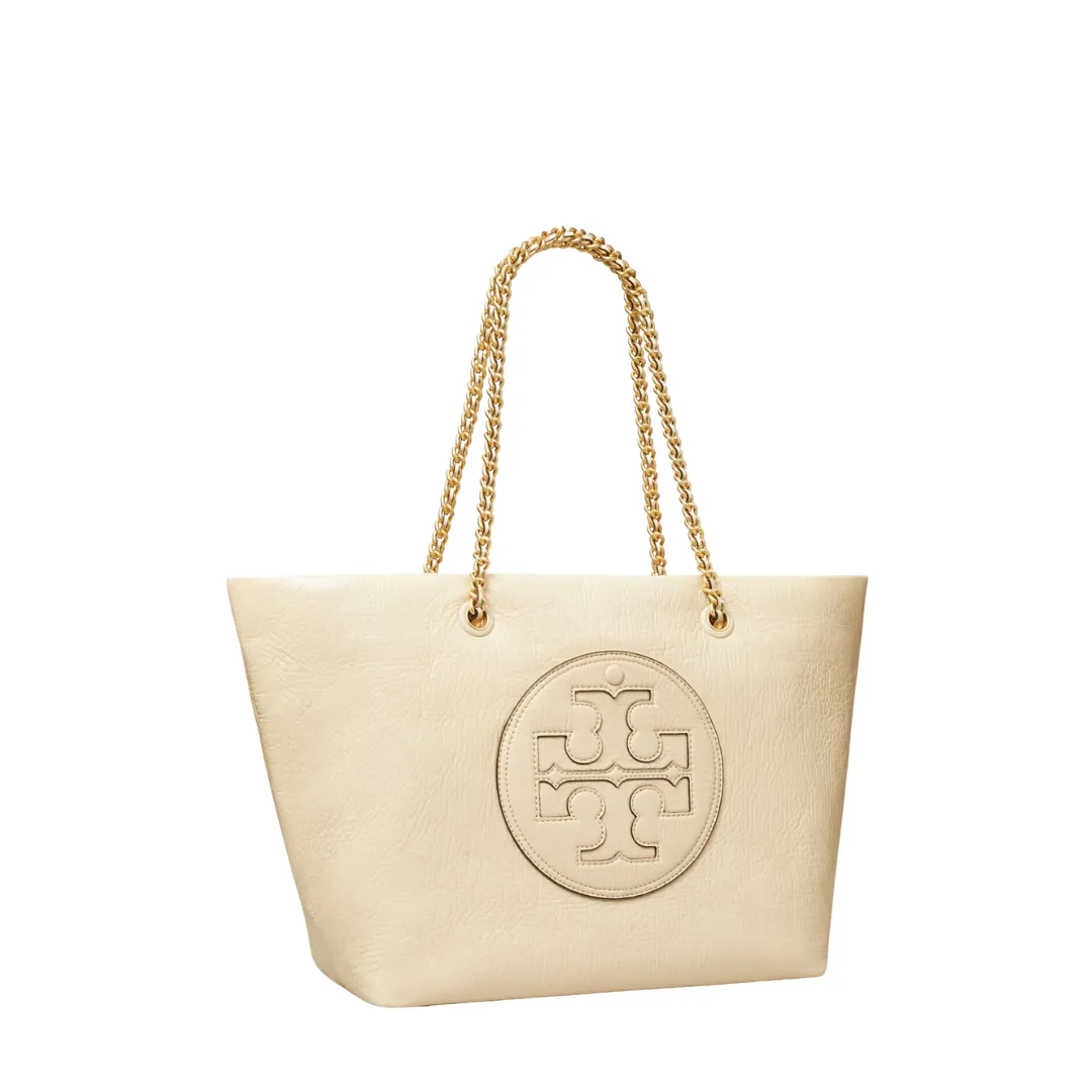 Tory Burch Ella Crinkle Patent Chain Tote - Oats