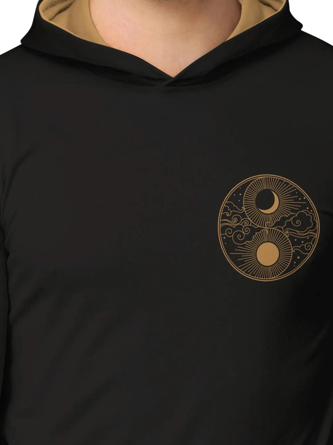 Trendy Front & Back Printed Full Sleeve Hooded T-Shirt for Men's