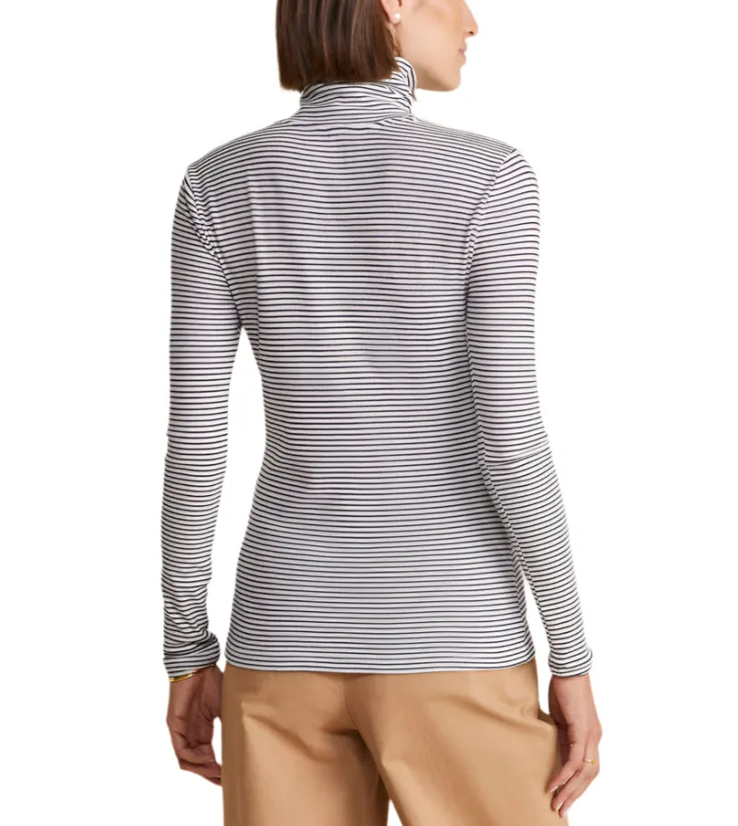 Vineyard Vines Womens Heritage Striped Ribbed Turtleneck Long Sleeve Shirt