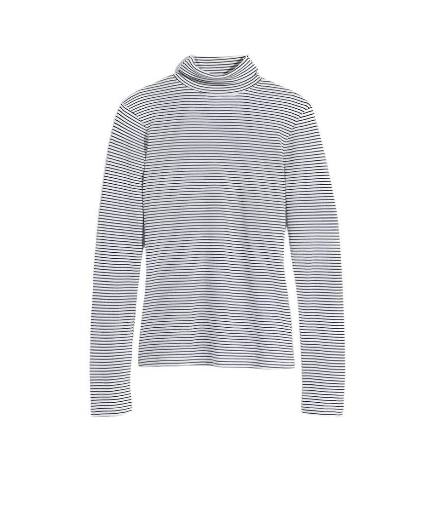 Vineyard Vines Womens Heritage Striped Ribbed Turtleneck Long Sleeve Shirt