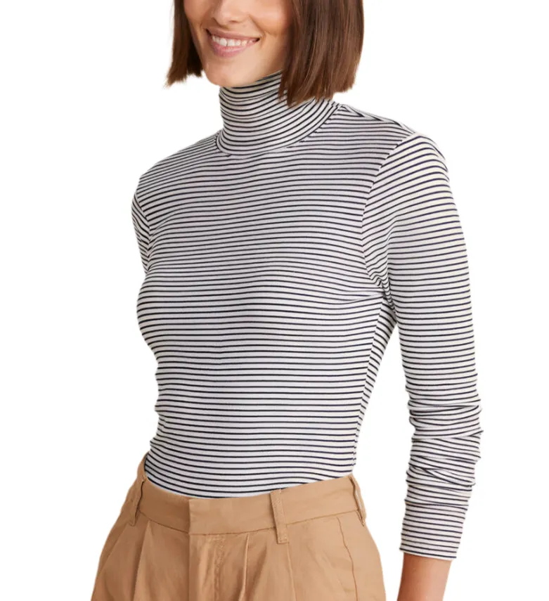 Vineyard Vines Womens Heritage Striped Ribbed Turtleneck Long Sleeve Shirt