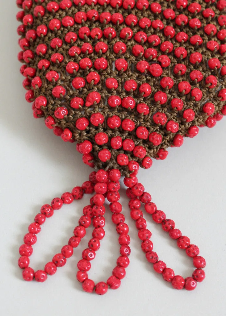 Vintage 1920s Red Beaded Flapper Purse