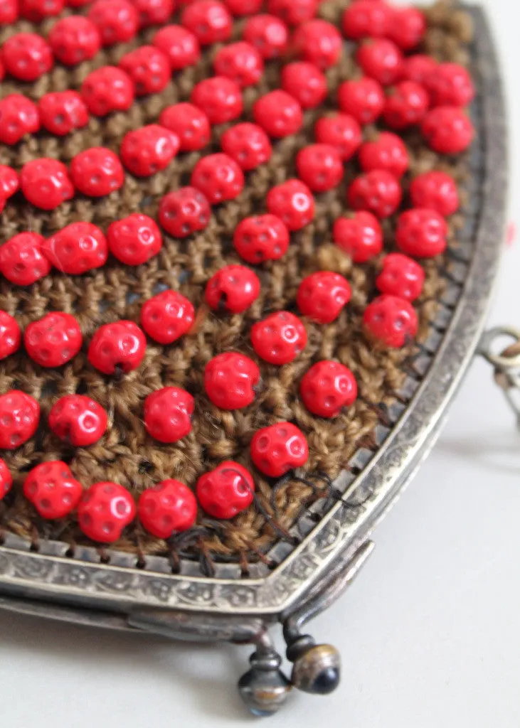 Vintage 1920s Red Beaded Flapper Purse