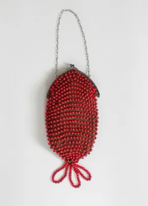 Vintage 1920s Red Beaded Flapper Purse