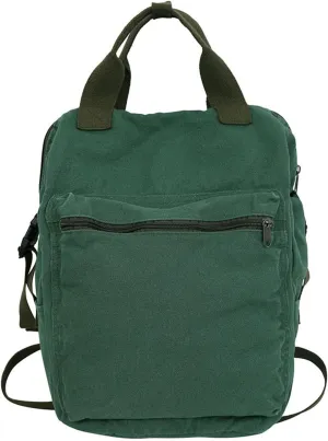 Vintage Canvas Backpack, Classic Daypack with Multiple Pockets, Rushbag, Bookbag, Multi Colors (College & High School, Green)