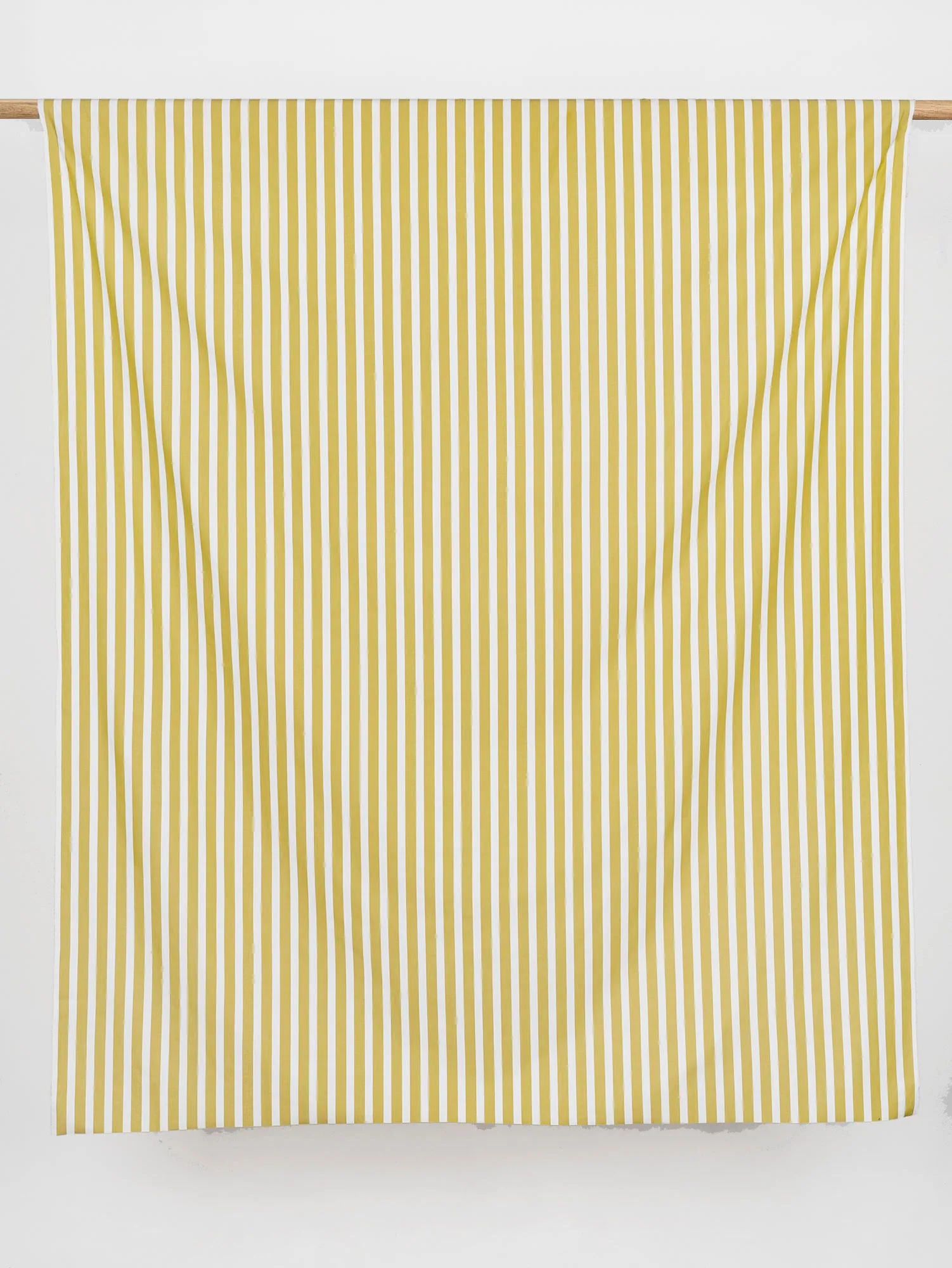 Wide Stripe Cotton Poplin Shirting - Mustard   White
