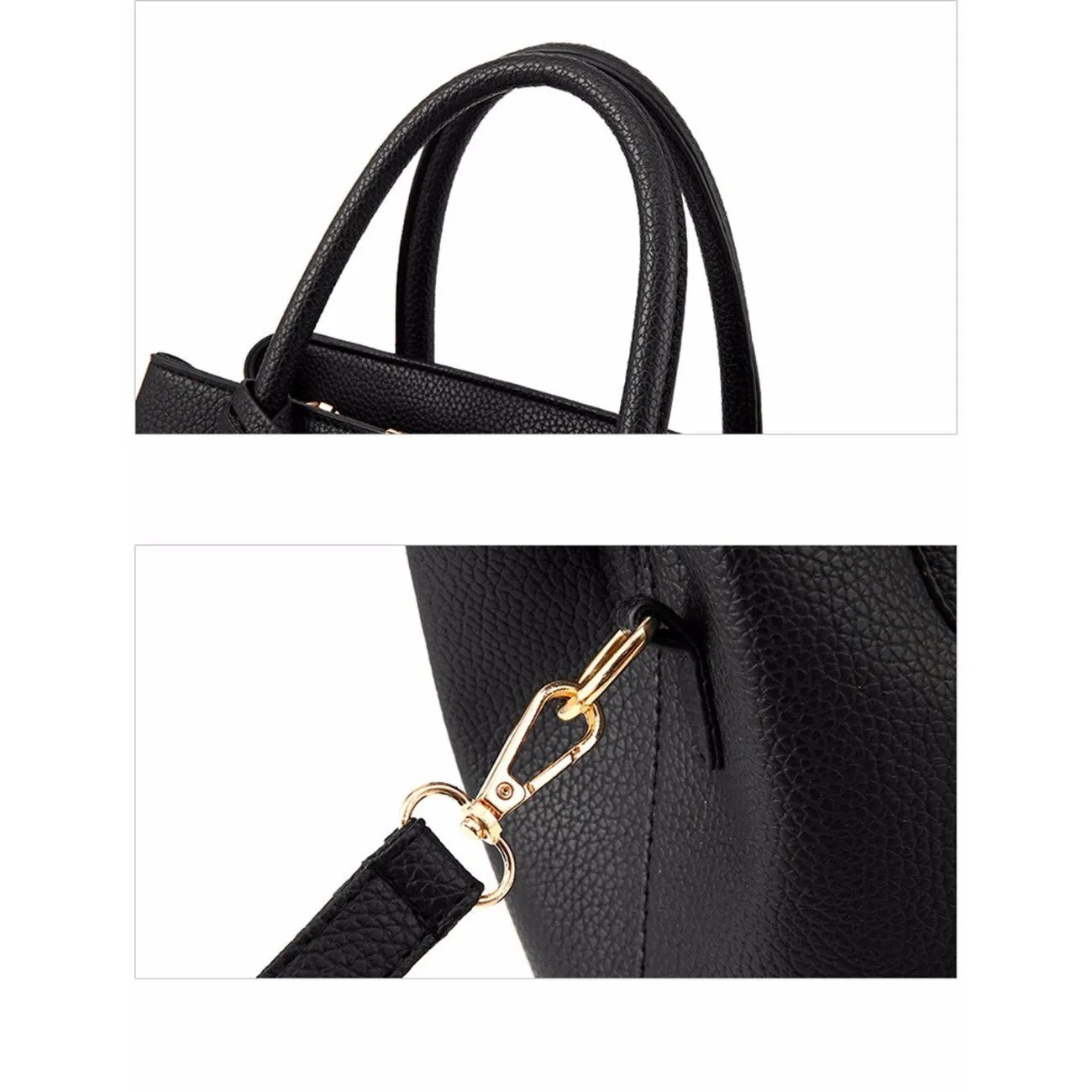 Women Lookbook Tote Messenger Faux-Leather Handbag