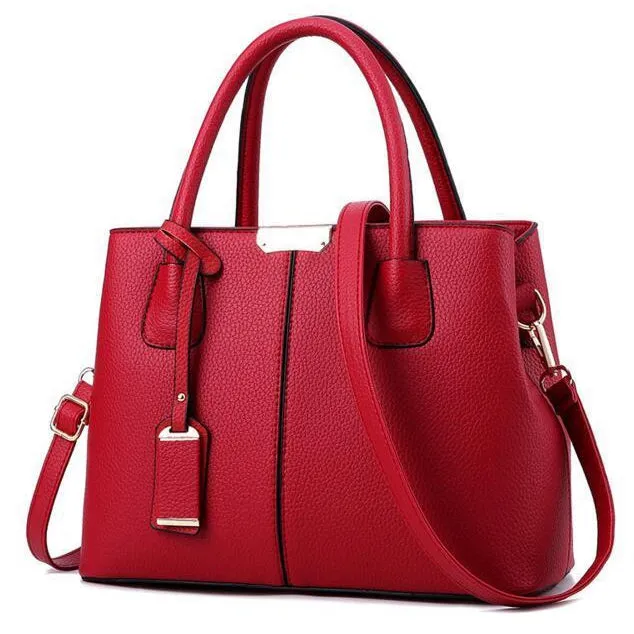 Women Lookbook Tote Messenger Faux-Leather Handbag