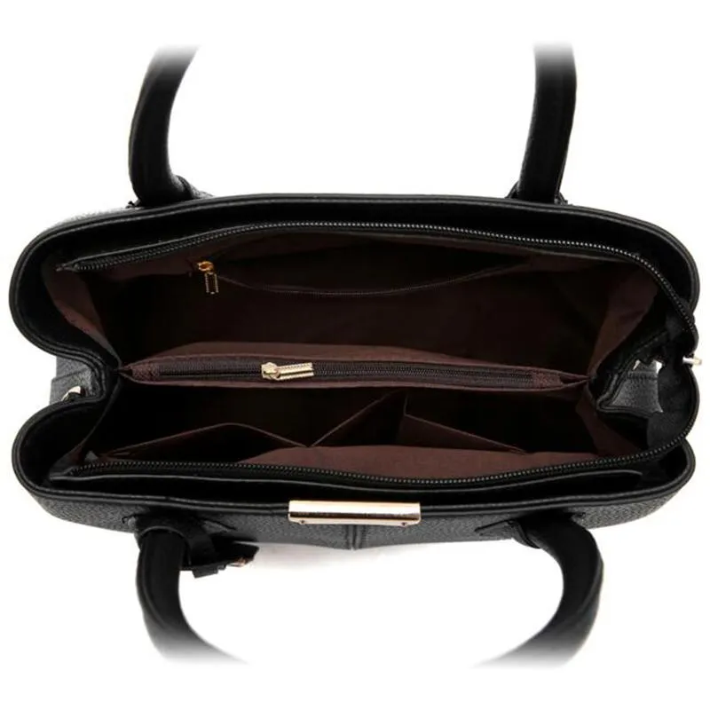 Women Lookbook Tote Messenger Faux-Leather Handbag