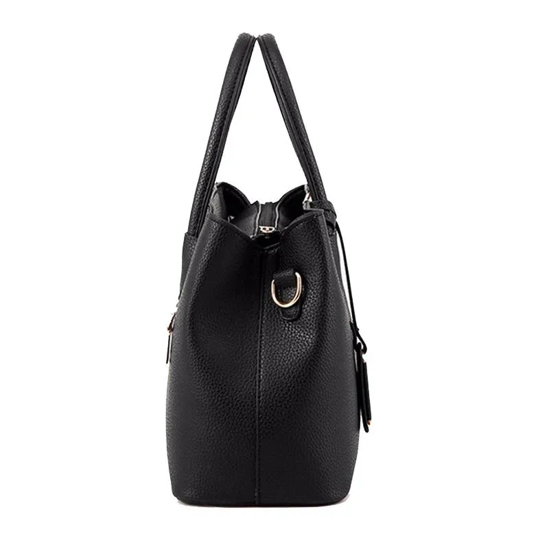 Women Lookbook Tote Messenger Faux-Leather Handbag