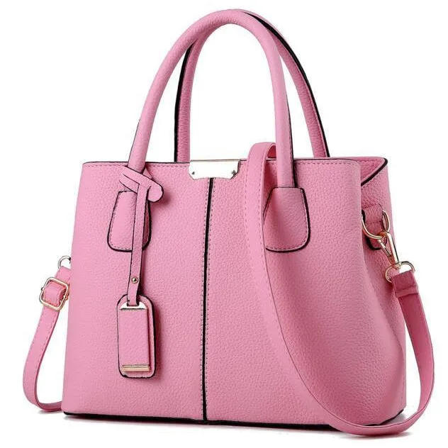 Women Lookbook Tote Messenger Faux-Leather Handbag