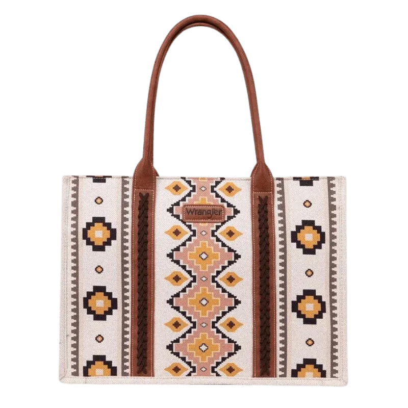 Wrangler Southwestern Pattern Dual Sided Print Canvas Wide Tote Coffee | Wg2202-8119cf