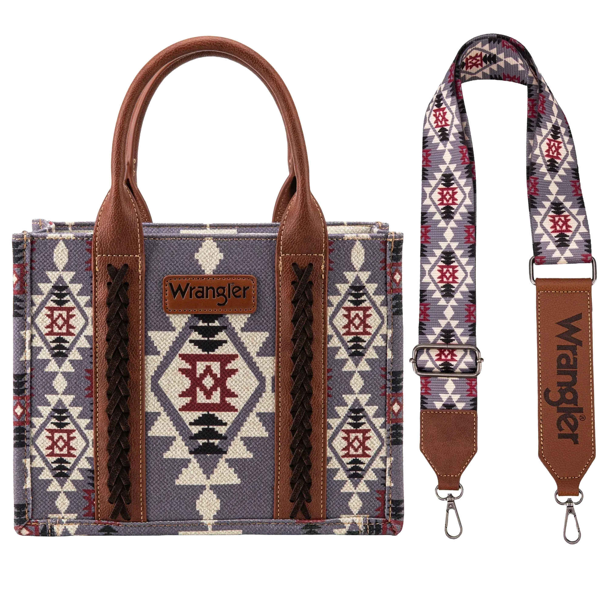 Wrangler Southwestern Print Small Canvas Tote/Crossbody - Lavender | Wg2203-8120slv