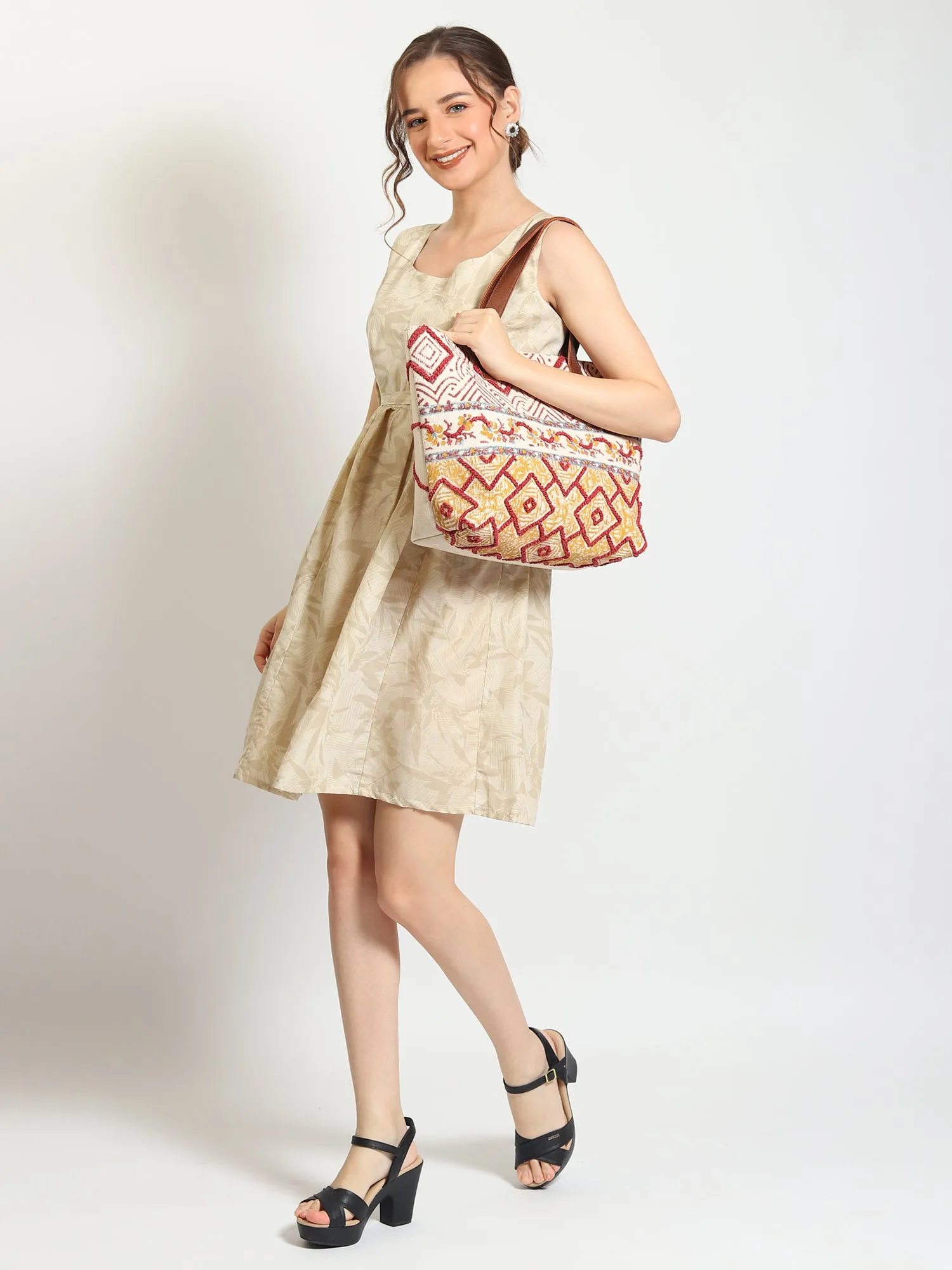 YIBING - HAND BLOCK COTTON PRINTED TOTE BAG